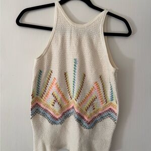 Anthropologie - Embroidered Tie Back Tank Top